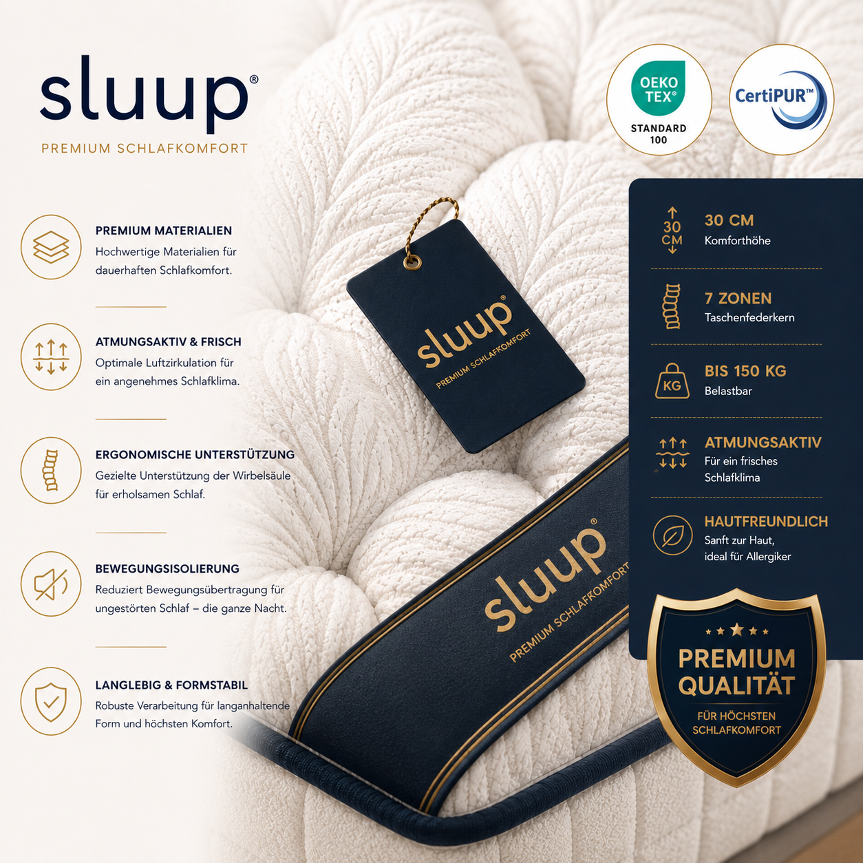 Sluup Premium 7-Zonen Taschenfederkernmatratze – 30 cm